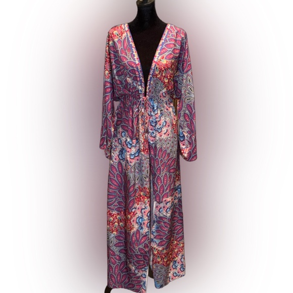 Amazon Other - Like New Womens Colorful Bohemian Long Kimono / Cinches around waist, OS/LG